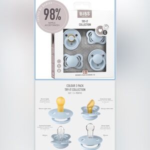 BIBS Try-It Collection Pacifier Set - Blue NWT